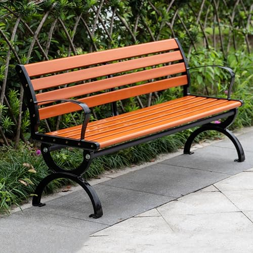 Gartenbank im Freien, 2-Personen-Garten Bank Sitzbank Holzbank mit HDPE-Sitzauflagen und Metallrahmen, 660 Pfund Kapazität, rechteckige Essbank im Freien für Garten, Garten, Balkon, Eingangs ( Color :