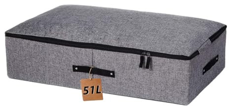 Cylogia Förvaringslådor under sängen stor kapacitet förvaringsväskor med 3 förstärkta handtag, vikbar, robust förvaringsbehållare med lock för kläder, täcken, filtar, skor, 70 x 39,5 x 18 cm
