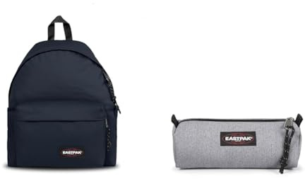 EASTPAK PADDED PAK'R Sac à Dos, 27 L - Ultra Marine (Bleu) & BENCHMARK Single Trousse, 27 L - Sunday Grey (Gris)