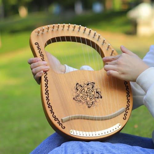 KK-GGL Lyre Harfe, 16 Metallsaiten, Solide Mahagoni Harfe Für Anfänger, Professionelle Unterhaltungsinstrument Für Erwachsene, Reise Tragbare Lyre Harfe Instrument, Mit Stimmschlüssel