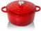 Nilpferd Gusseisen Topf 26cm Schmortopf Emaille Bräter mit Deckel Bratentopf brot backen Backofengeeignet für Küche Backen Schmoren (Rot,5L)