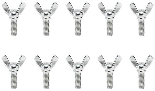 Aoktorkit 10pcs M8-20 Stainless Steel Wing Screws, Silver, Flat Head, Right Hand Thread, Metric, Grade 5, Butterfly Bolts