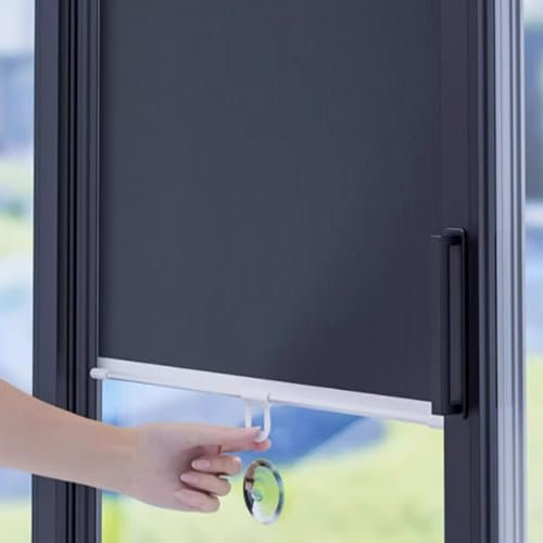 Saugnapfes Rollo Sonnenschutz Rollo mit saugnäpfen Verdunkelungsvorhänge Fensterrollo Thermische Einziehbar Ohne Bohren Verdunkelungsrollo Jalousien für Balkon (50cmx125cm(19.7inx49.2in))