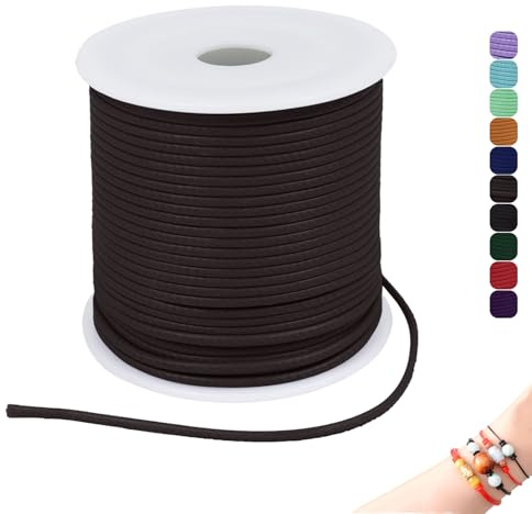 CAMAL Gewachste Nylonschnur 1,5mm Gewachstes Garn für Armbänder, 21m Gewachste Lederschnur 1,5mm Perlenschnur Schmuckband für DIY Handwerk, Makramee Halskette, Schmuck (Braun)