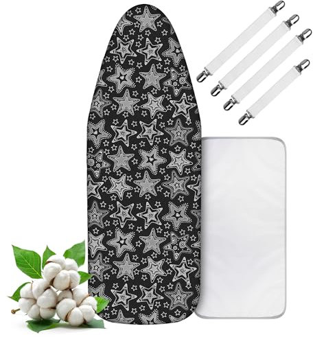 LaFleurs Copriasse da Stiro 120x45, Cotone Copri Asse Ferro da Stiro per Ferri a Vapore, 4 Misure, Copertura Asse da Stiro per 120-125cm x 38-45cm Asse da Stiro, Stiratura Rapida, L