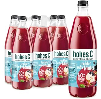 hohes C leichter roter Multi (6 x 1l), 60% Fruchtsaft, roter Multivitaminsaft, Vitamin C, ohne Zuckerzusatz laut Gesetz, vegan