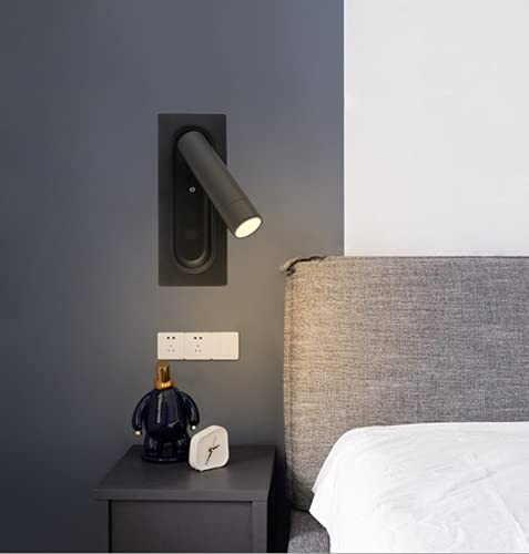 SSNCcNC Schwarz, Leselampe 3W LED Wandlampe Moderne Leselicht mit Schalter Aluminium Wandleuchte 350°Drehbar Nachttischlampe Bettlampe Wandbeleuchtung 4500K Schlafzimmer Wohnzimmer Hotel
