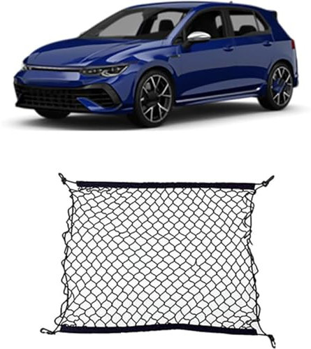 FENVY Auto Gepäcknetz Aufbewahrungs Netz für VW Golf 7 Mk7 2015~2021 GTE GTD GTI E-Golf 2019 2017 2016,Einstellbar Elastisches Cargo Mesh Netz Gepäck Autozubehör