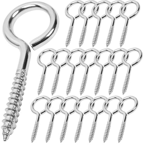 ACCZIO 20PCS 2 inches Screw Eyes M3 304 Stainless Steel Eye Screws, Heavy Duty Screw, Eye Hooks Screw Eye Bolts Eye Hooks Screw, Indoor & Outdoor Uses (20, M3-2inch)