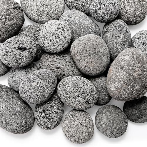 SOUJOY Black Lava Rocks for Fire Pit, 2-3 Natural Tumbled Lava Stones, 10lbs Lava Pebbles for Natural Gas, Propane, Wood, Electrical Firepits & Grills