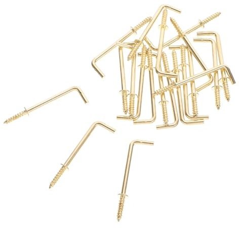 VINTORKY 20 Stück L-förmige Metall Schraubhaken Selbstschneidend 3,2x53mm Kleiner Winkelschrauben Zum Aufhängen Von Bildern Kompakte Gratfreie Eisenschrauben Für Heimwerker