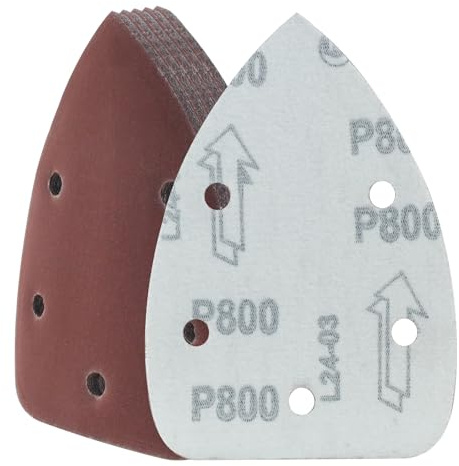 Cjueiom 25 piezas de papel de lija de grano 800, 5 agujeros de papel de lija de ratón con gancho y bucle, lijadora de ratón, hojas de lija de palma para máquina de lija de 140 mm