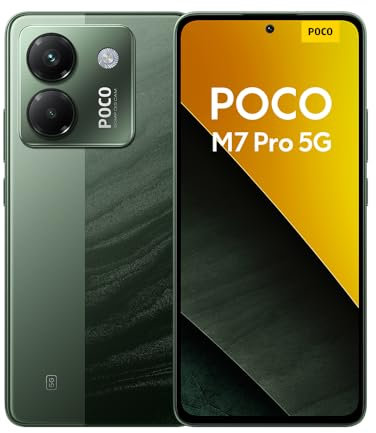 POCO M7 Pro 5G Smartphone, 8+256GB, Verde, Fotocamera Sony da 50MP con OIS, batteria da 5110mAh, ricarica turbo da 45W, display AMOLED da 120Hz (Adattatore di alimentazione non incluso)