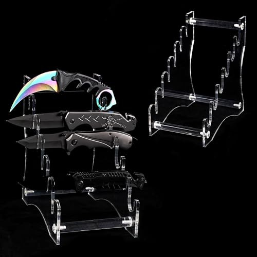 LEILINLIFE Acrylic Knife Display Stand for Precious Blades Display Holder- Ideal for Daggers，Knifes -Home Decoration Acrylic Display Dagger Stand (Clear)