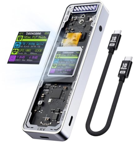 Kznifmk Enclosure SSD NVMe Smart 2280 M.2 Cyber Design Explorer Edition con display LCD Max 10 Gbit/S Type-C