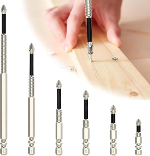 Generic High-Magnetic Screwdriver Drill Bit Set, 25-150mm, 6pc, Chrome-Plated, S2 Alloy Steel, Compatible with Electric Drills (General), Ideal for Screws of Various Sizes