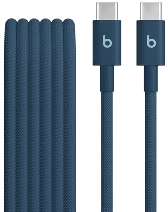 Beats USB-C a USB-C Cable trenzado, carga rápida, diseño duradero que no se enreda, permite cargar dispositivos Apple y Android (1,5 m) - Azul Índigo