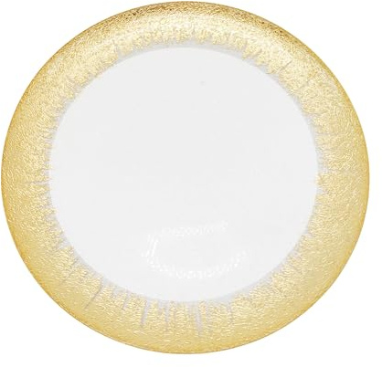 Event Decor Shop Charger Plate Clear Glass with Gold Trim - 1pc | Perfect for Weddings, Parties, and Home Dining, Decorative and Affordable Clear Charger Plates for Event Table Decor