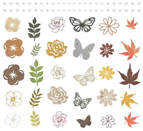 Mayplous Set Recortes de Papel Scrapbooking, 6 Paquetes Formas Troqueladas Coloridas Flores, Hojas, Mariposas y Arce para Tarjetas, Diario, Agenda, Envoltura de Regalos, Collage (Lila)