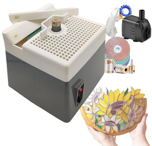 vnmudzeo Kit De Ponceuse pour Vitrail De Table, Multi-Angles Et Courbes, Ponceuse LéGèRe pour Le Verre, avec 3 MèChes DiamantéEs Et Disques Abrasifs