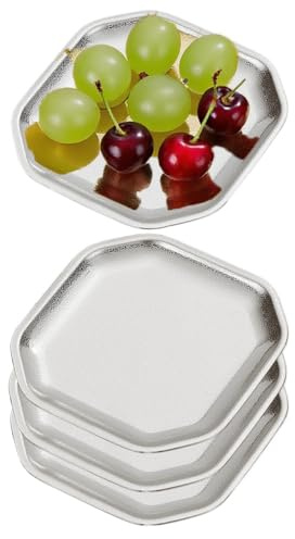 SANQIAHOME rostfritt stål förrättstallrik 13 cm x 13 cm, set om 4, silver