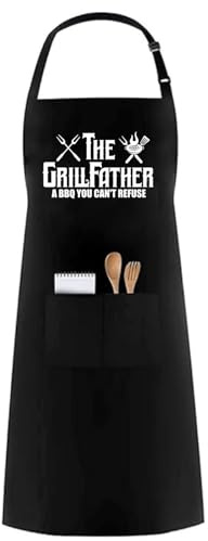 PB TECH Novelty Apron for Men – ‘The GrillFather’ BBQ Joke Apron – Perfect Novelty Birthday or Father’s Day Gift