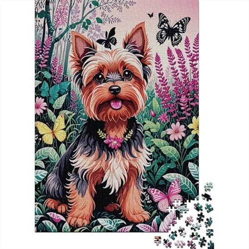 Yorkshire Terrier Jigsaw Puzzle 1000 Piece Yorkshire Terrier Wearing A Wreath, for Adults And Kids Impossible Puzzles Challenging Puzzles Gift Toys 1000pcs (75x50cm)
