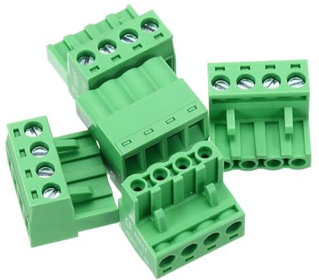 sourcing map 5PCS 4-Pin PCB Mount Screw Terminal Block Connectors 5.08mm/0.2inch Pitch Circuit Board Connectors for Home Appliances, Industrial Projects