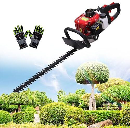 WEIMILOR Taille-haie à Essence 2 Temps 23,66 cm³, Lame Robuste de 60 cm, poignée rotative à 180° pour Coupe en Hauteur, Faibles émissions et rendement énergétique élevé