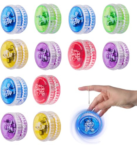 Afenau 12 Stück JoJo Kinder LED, Kunststoff Responsive Yoyo, Reaktives Kugellager JoJo, JoJo Leuchtend für Anfänger Tombola Preise Geburtstag Party Gastgeschenk (Farbe Zufällig)