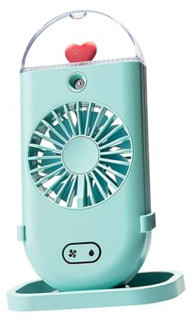 Vaguelly Ventilateur Portable USB à Brumisation Verte Ventilateur Été Hydratant pour Bureau et Maison Rechargeable avec Lumineuse et Batterie