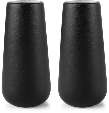 STARVAST 2 Stück Vase Schwarz - vase Schwarz Matt, Schwarze Vases, 20 cm Keramikvase, Boho vases für Pampasgras, Blumenvase Schwarze deko,Tischdeko schwarz, küche, Badezimmer deko