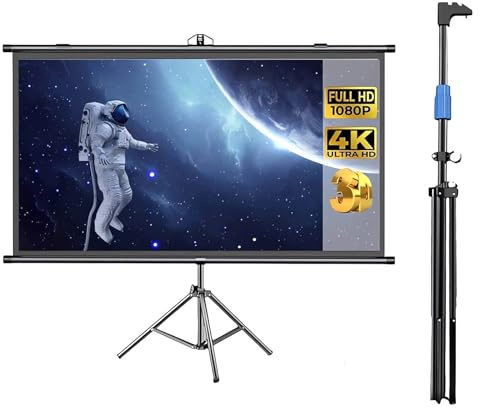 Écran de Projection Portable sur Pied, 60/72 Pouces, avec trépied, Enroulable, for intérieur et extérieur(60 inch)