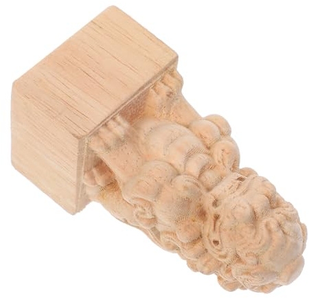 Ciieeo Wood Finials for Furniture Posts and Curtain Rods Unfinished Decorative Lion Post Finials 7.5x4cm Solid Wood Replacement Flagpole for Home Décor