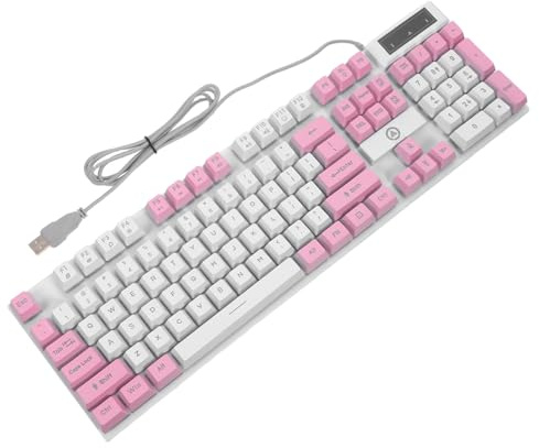 TOYZFRIENDY Tastiera da Gioco 104 Tasti Effetto Meccanico, Rosa | Abs, Tasti Sospesi e Supporto Pieghevole, Uso Ufficio e Gaming, Configurazione Cablata