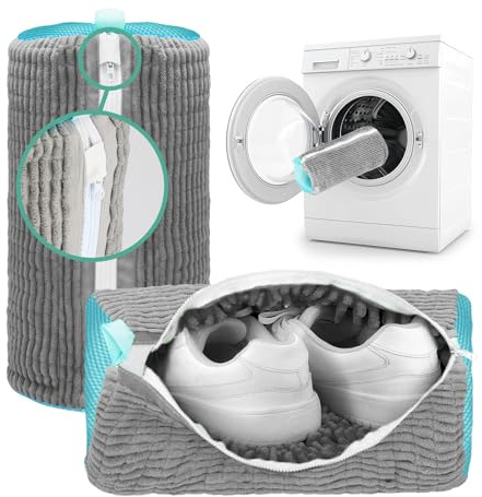 2 st skotvättpåse tvättmaskin – sneakers tvättpåse tvättmaskin – tvättpåse skor – förstärkt dragkedja – perfekt för skoskydd (grå)