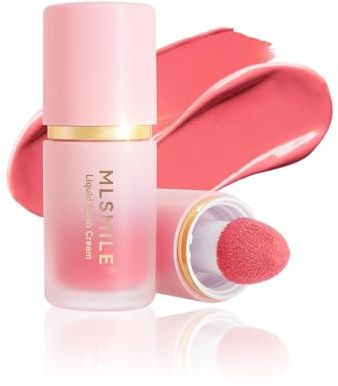 MLSMILE Liquid Blush for Cheeks, High-Pigment Liquid Blusher with Soft Dewy Finish, Long-Lasting & Blendable Cream Blush Tint, Up to 12h Wear Lightweight Moisturizing Matte Finish Liquid Blusher(01#)
