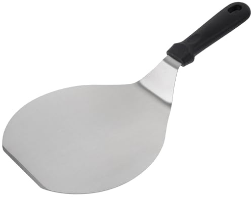 BESPORTBLE Spatule à Pizza Ronde en Acier Inoxydable Poignée en Plastique Noire Outil Cuisine Polyvalent pour Soulever Pizzas Gâteaux et Tartes Facile à Nettoyer Usage Quotidien et