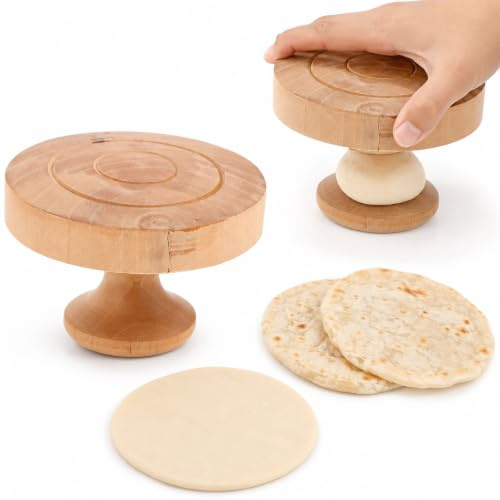 FOMIYES Presse À Tortillas Presse À Galette en Bois Naturel 6 Cm Spirale | Bois Massif, Conception Polyvalente, Cuisines À Domicile Et Restaurants Ustensile Cuisine Rapide Maison et Restaurant
