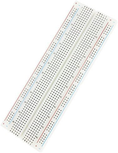 DollaTek 102 830 Solderless Plug-in BreadBoard 830 tie-points 4 power rails 6.5 x 2.2 x 0.3 in (165 x 55 x 9 mm)
