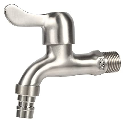 G1 / 2 '' Grifo de Tina de Lavadora 304 Grifo de Agua de Cromo Inoxidable de Acero Inoxidable Boca Afilada Neta Socialme-eu(Boca Afilada)