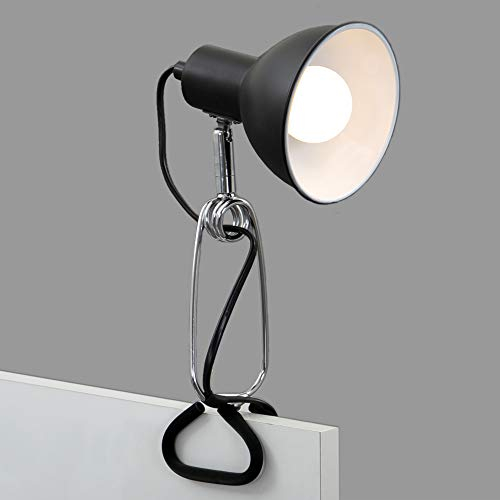 BRILONER Luce, Lampada a Pinza, 1x E14, Max. 8 Watt, con Cavo con Interruttore Incluso, Testina Spot orientabile e Rotante, in Metallo, Bianco 8 W, Cromo Nero