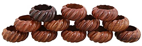 Ajuny Set di 12 anelli decorativi in legno fatti a mano per feste e tavoli