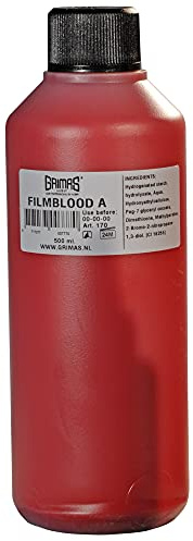 Grimas Filmblut, Farbe A, 500ml, Profi Kunstblut hochrealistisch, für Halloween, Karneval, Film, Theater und Unfalldarstellung, auswaschbares Fakeblut in Gelkonsistenz