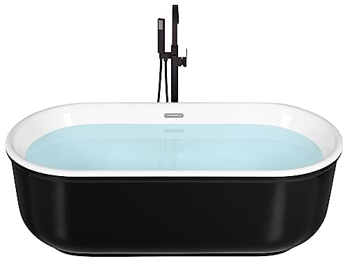 Baignoire Moderne en Acrylique Autoportante Ovale Mat Noire Pinel