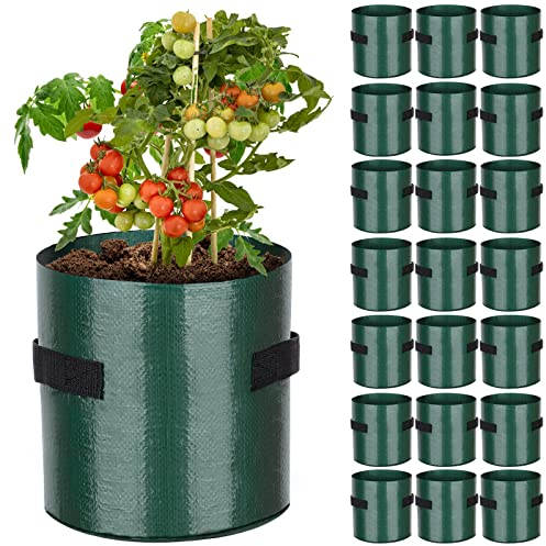 E-Know Pflanzsack Pflanztasche für Tomaten, Blumen, Pflanzen 22 Stück 7.6L 2 Gallone Ø21cm Höhe 21cm