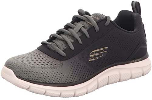 Skechers 232399 Olbk, Zapatillas Hombre, Verde Oliva Textil Ribete Negro, 42 EU Estrecho
