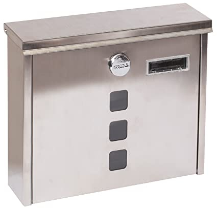 ARREGUI Chance E7107 Cassetta Postale in Acciaio Inossidabile, Formato M (DIN A4), Cassetta della Posta con Serratura Coperta e Portanome, Facile de Montare, Inox