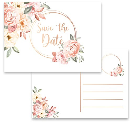 E&G Klasse 10x oder 20x Save the Date Einladungskarten Rosen Aquarell Postkarte Postkarten 2 Seitig Einladung Party Geburtstag elegant Hochzeit Jubiläum 20 30 40 50 60 70 80