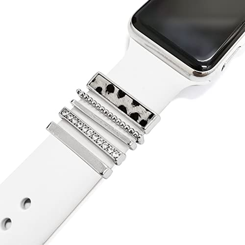Boucles d'anneau décoratives en acier inoxydable Bijoux Accessoire de bracelet de montre Compatible avec Apple Watch Bracelets en Charms pour Galaxy Watch Band Fit for All Watch Bands Cheetah-01